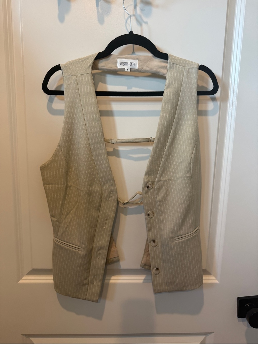 Worthington Light Cream Pinstripe Tailored Vest